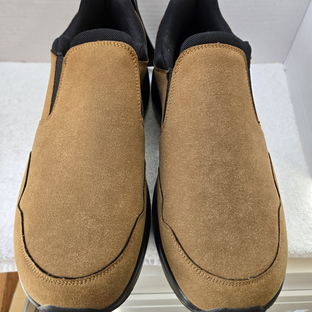 FitVille Explorer Slip On Mens‎ 15W Wide Brown Outdoor Comfort Walking Shoes New
